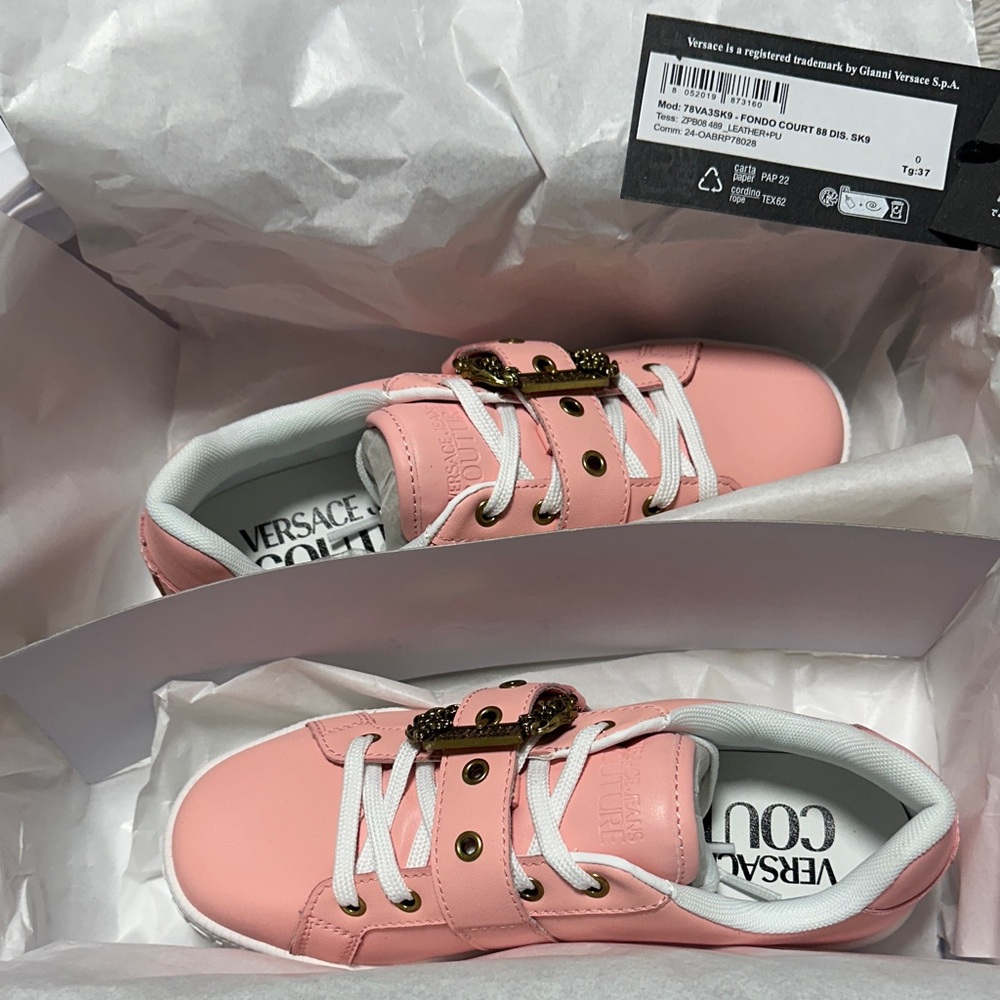 Versace Jeans Collection Pink Sneakers with Gold Accents - Picture 8 of 10